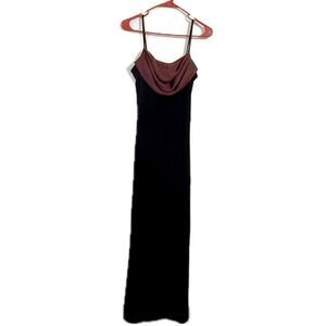 Onyx Nite Black and Red Cowl Neck Slip Gown